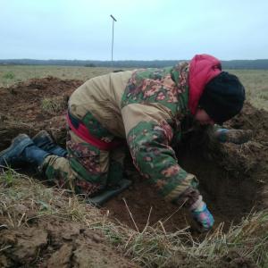 Одного красноармейца обнаружили поисковики отрядов «Витязь» и Москва в Зубцовском районе